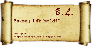Baksay László névjegykártya